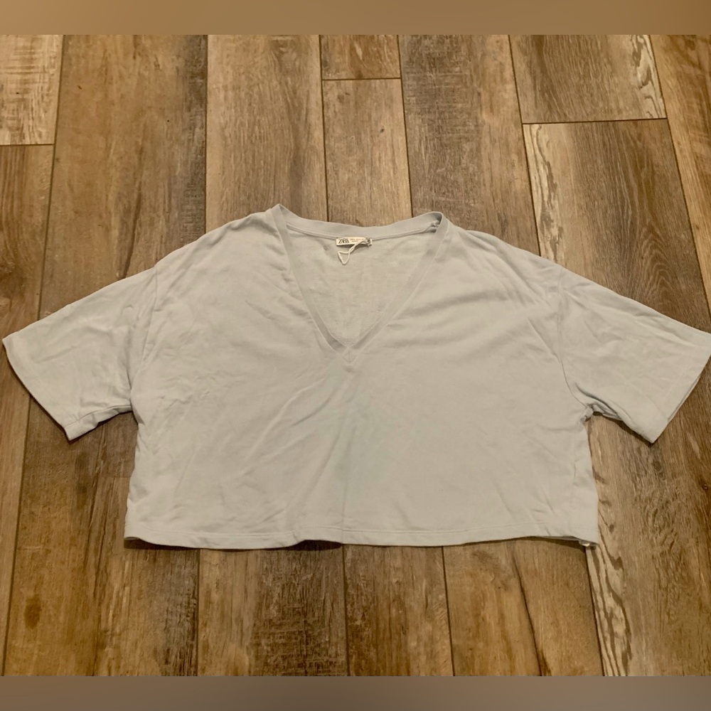 Zara Light blue V-Neck Crop Top